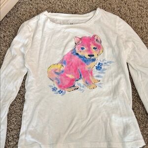 Kids White Shirt with Pink Dog Print